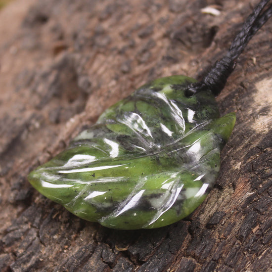 Kawakawa leaves carved from Douglas Creek Pounamu - NZ Greenstone