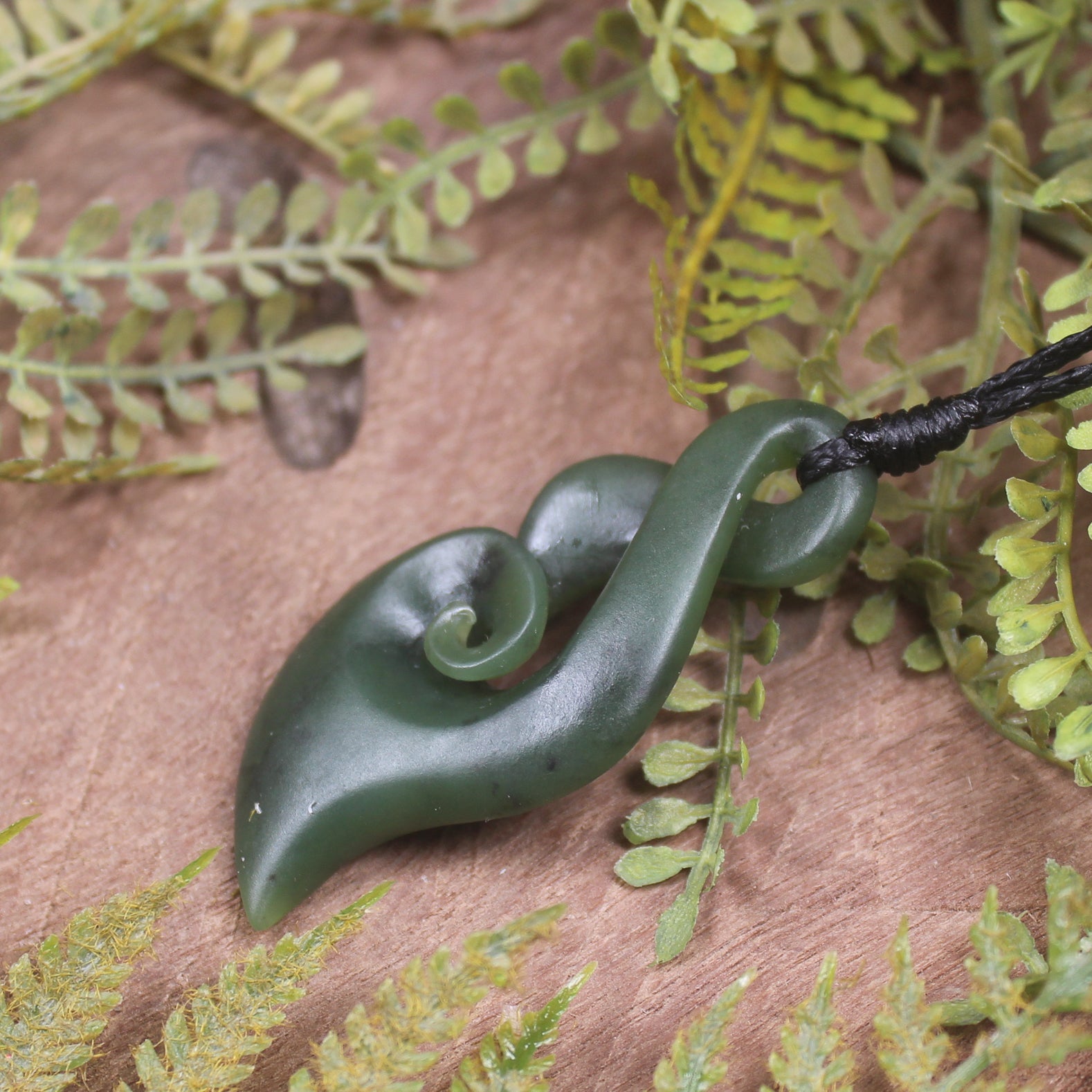 Koru Twist carved from Hapopo Pounamu - NZ Greenstone