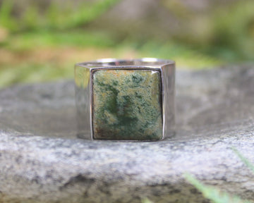 Sterling Silver Flower Jade Pounamu Ring - NZ Greenstone