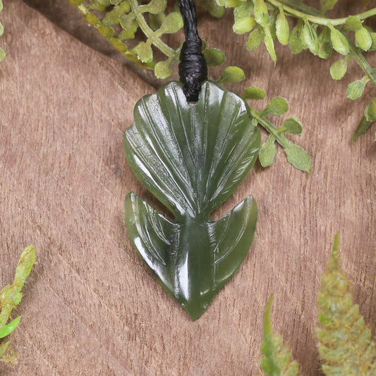 Pīwakawaka or Fantail Bird Pendant carved from Hapopo Pounamu - NZ Greenstone