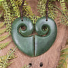 Koru Heart pendant carved from Hapopo Pounamu - NZ Greenstone