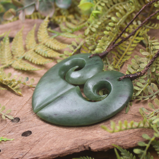 Koru Heart pendant carved from Hapopo Pounamu - NZ Greenstone