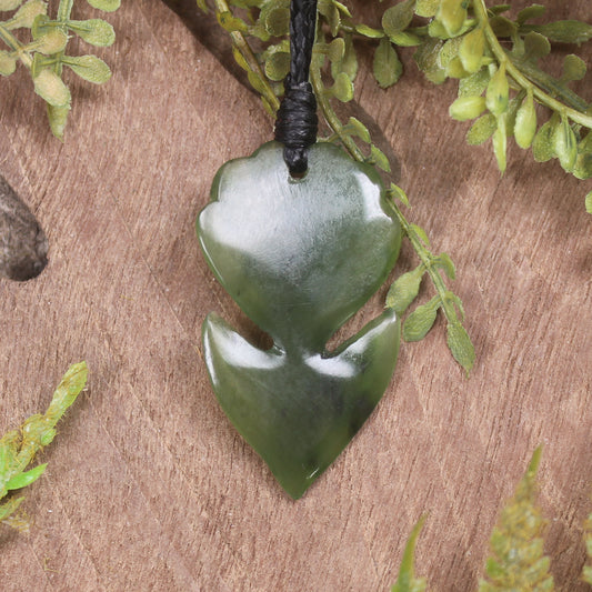 Pīwakawaka or Fantail Bird Pendant carved from Hapopo Pounamu - NZ Greenstone