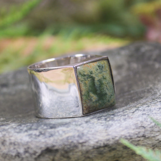 Sterling Silver Flower Jade Pounamu Ring - NZ Greenstone