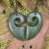 Koru Heart pendant carved from Hapopo Pounamu - NZ Greenstone