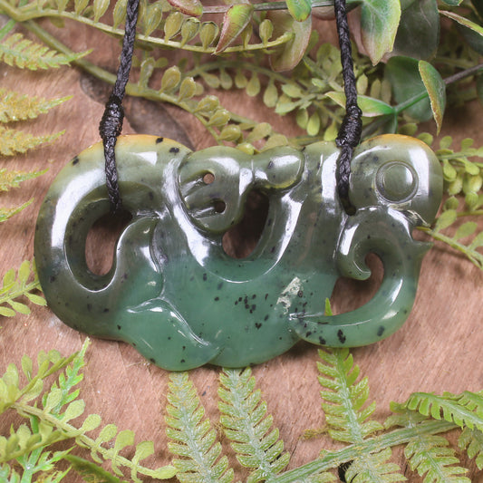 Manaia carved from Flower Jade Pounamu - NZ Greenstone