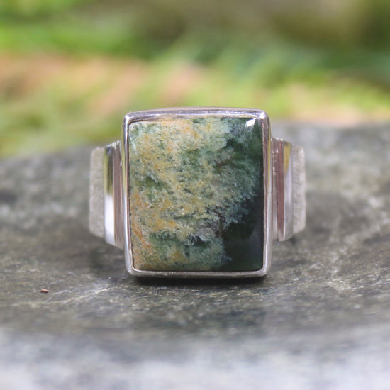 Sterling Silver Flower Jade Pounamu Ring - NZ Greenstone