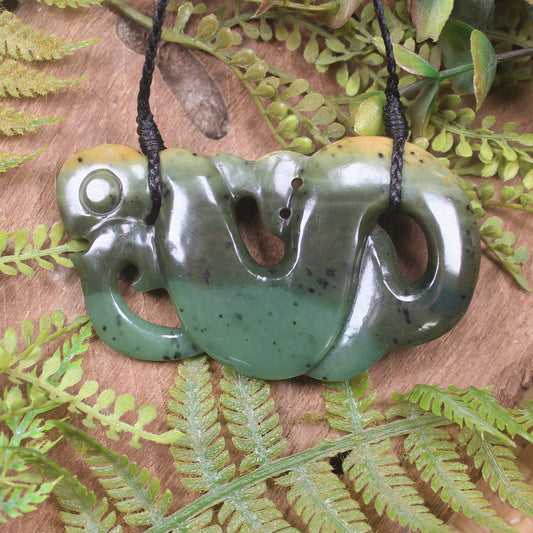Manaia carved from Flower Jade Pounamu - NZ Greenstone