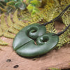 Koru Heart pendant carved from Hapopo Pounamu - NZ Greenstone