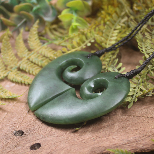 Koru Heart pendant carved from Hapopo Pounamu - NZ Greenstone