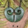 Koru Heart pendant carved from Hapopo Pounamu - NZ Greenstone
