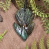 Pīwakawaka or Fantail Bird Pendant carved from Inanga Pounamu - NZ Greenstone