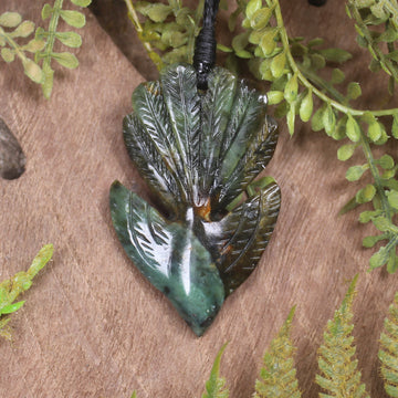Pīwakawaka or Fantail Bird Pendant carved from Inanga Pounamu - NZ Greenstone