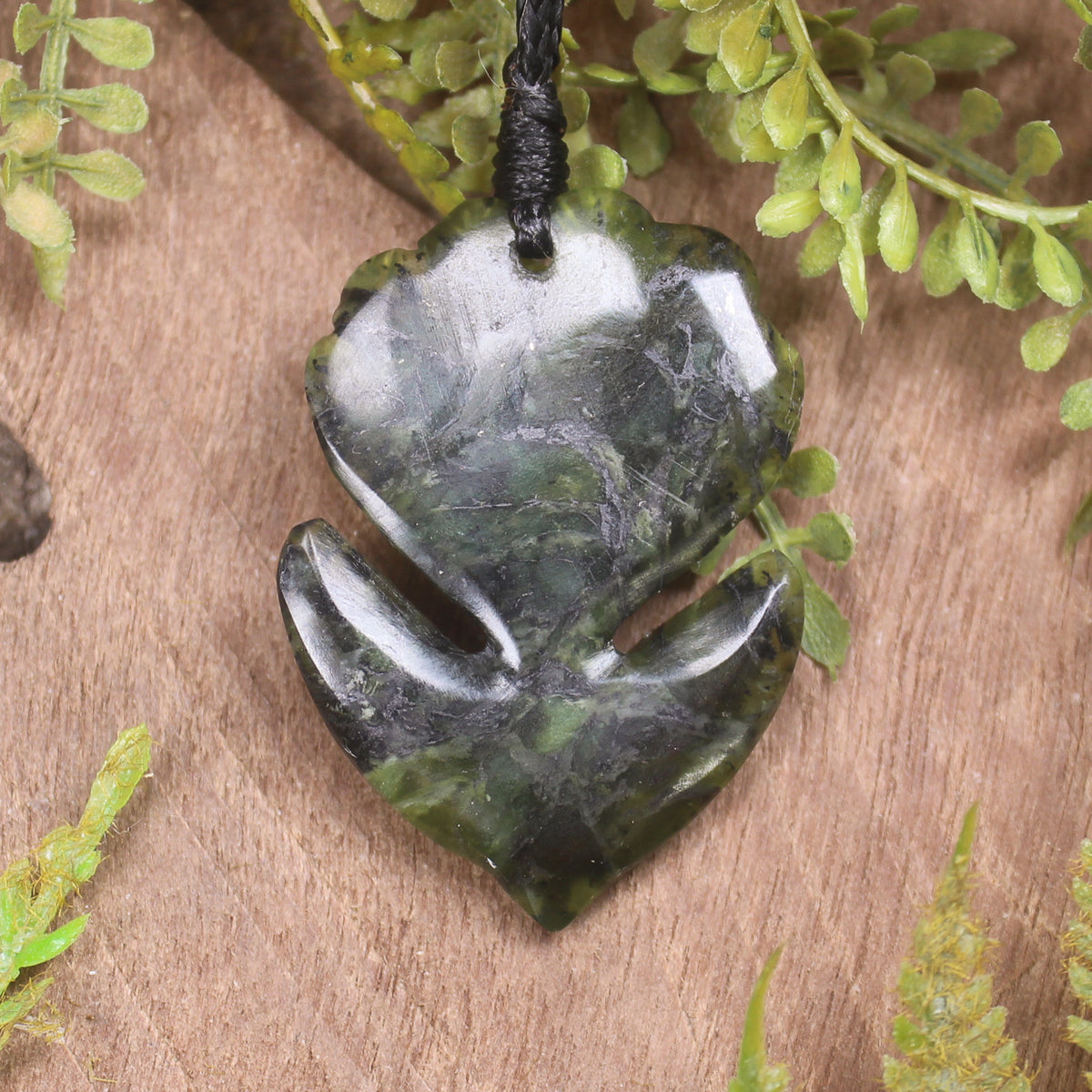 Pīwakawaka or Fantail Bird Pendant carved from Douglas Creek Pounamu - NZ Greenstone