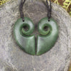 Koru Heart pendant carved from Hapopo Pounamu - NZ Greenstone