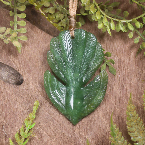 Pīwakawaka or Fantail Bird Pendant carved from Kawakawa Pounamu - NZ Greenstone