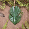 Pīwakawaka or Fantail Bird Pendant carved from Kawakawa Pounamu - NZ Greenstone