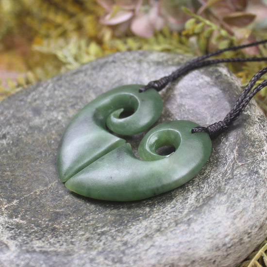 Koru Heart pendant carved from Hapopo Pounamu - NZ Greenstone