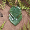 Pīwakawaka or Fantail Bird Pendant carved from Kawakawa Pounamu - NZ Greenstone