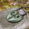 Koru Heart pendant carved from Hapopo Pounamu - NZ Greenstone