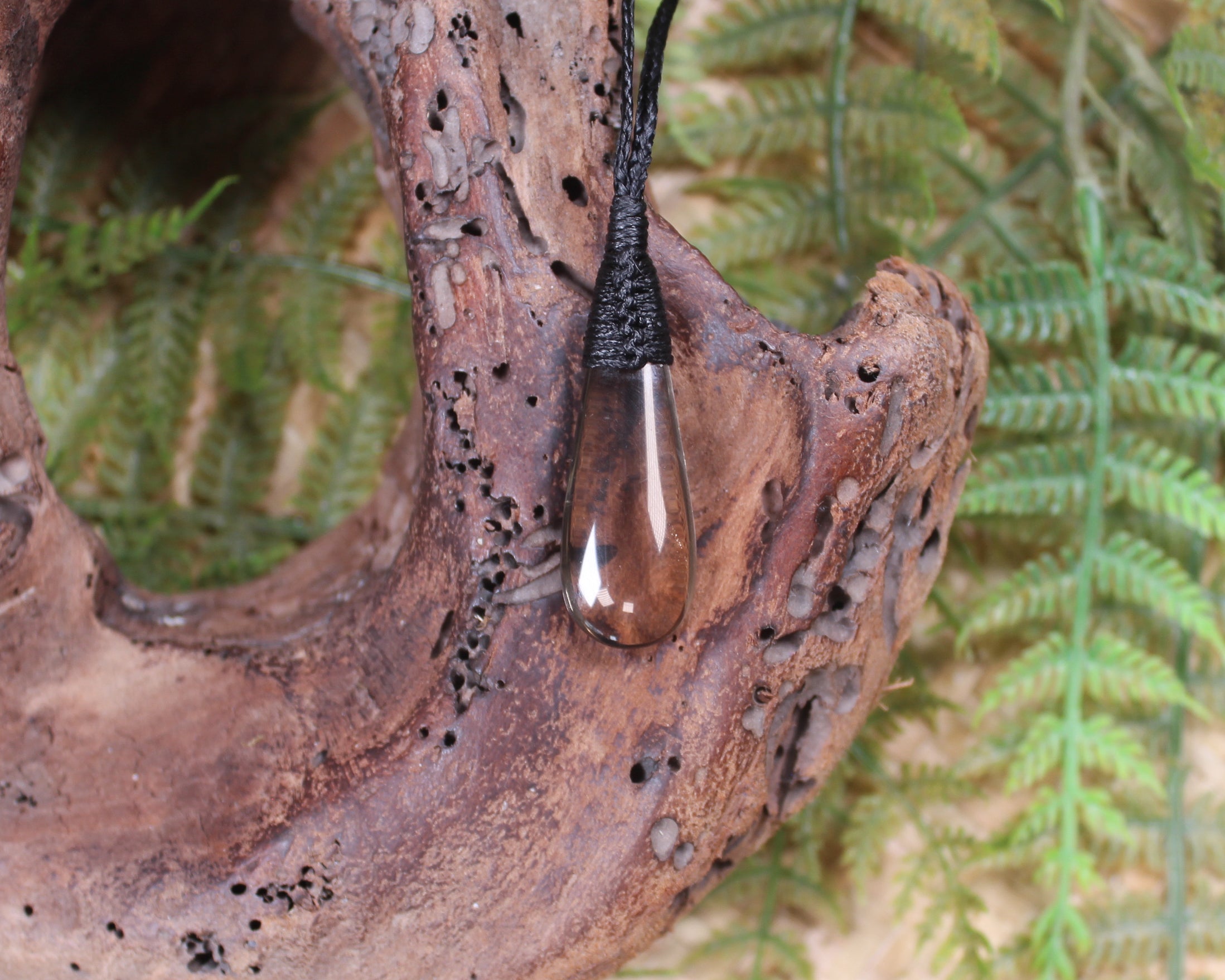 Roimata pendant carved from Smokey Quartz