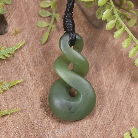 Twist or Pikorua carved from Hapopo Pounamu - NZ Greenstone