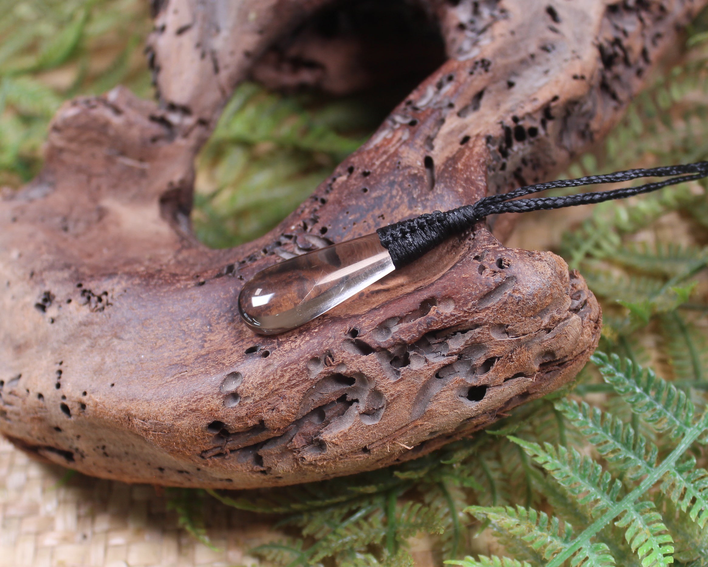 Roimata pendant carved from Smokey Quartz