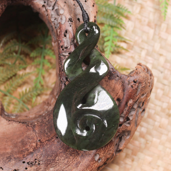 Koru Twist carved from Rimu Pounamu - NZ Greenstone