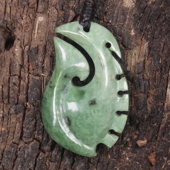 Hei Matau or Fish Hook carved from Kawakawa Pounamu - NZ Greenstone