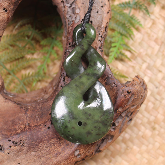 Koru Twist carved from Rimu Pounamu - NZ Greenstone