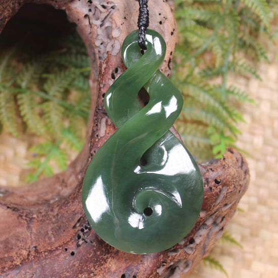 Koru Twist carved from Inanga Pounamu - NZ Greenstone
