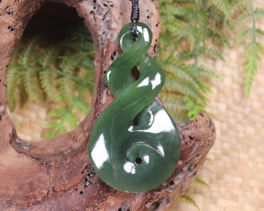 Koru Twist carved from Inanga Pounamu - NZ Greenstone