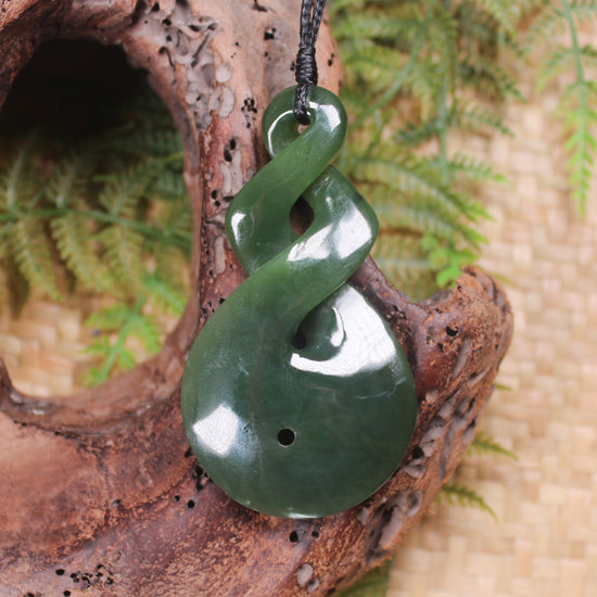 Koru Twist carved from Inanga Pounamu - NZ Greenstone
