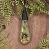 Roimata or Teardop with Koru carved from Rimu Pounamu - NZ Greenstone
