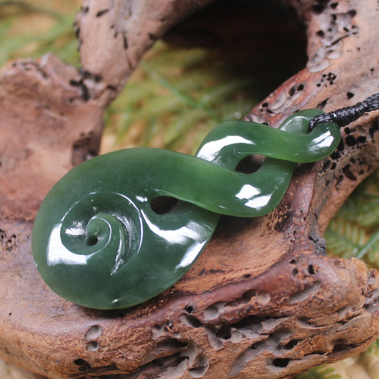Koru Twist carved from Inanga Pounamu - NZ Greenstone