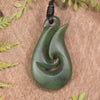 Hei Matau or Fish Hook carved from Hapopo Pounamu - NZ Greenstone