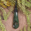 Roimata or Teardrop with Koru carved from Kawakawa Pounamu - NZ Greenstone