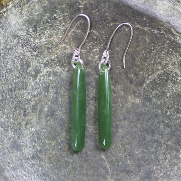 Roimata or Teardrop earrings carved from Kawakawa Pounamu - NZ Greenstone