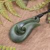 Hei Matau or Fish Hook carved from Hapopo Pounamu - NZ Greenstone