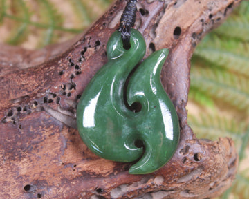 Hei Matau or Fish Hook carved from Hapopo Pounamu - NZ Greenstone