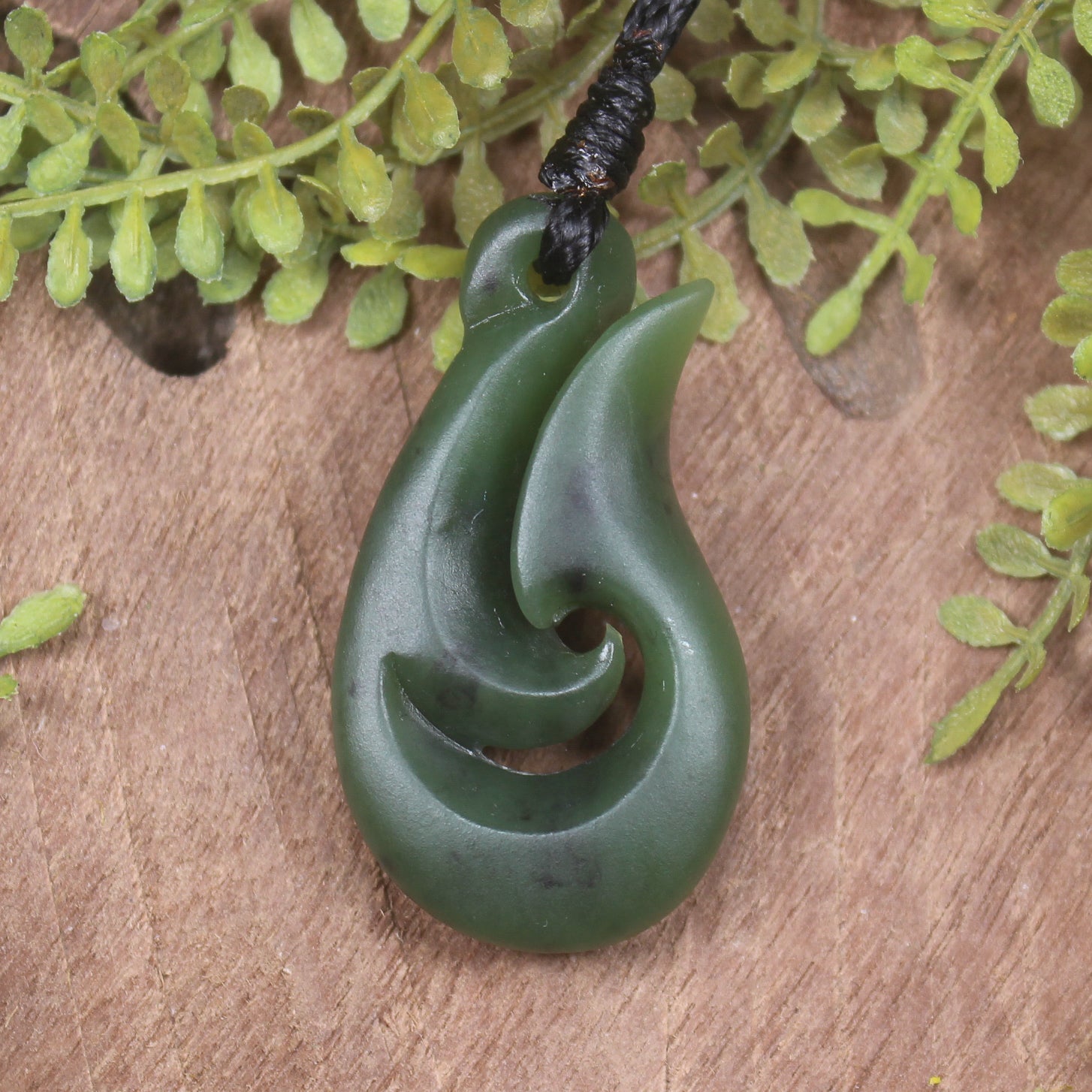 Hei Matau or Fish Hook carved from Hapopo Pounamu - NZ Greenstone