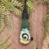 Roimata or Teardrop with Koru carved from Flower Jade Pounamu - NZ Greenstone