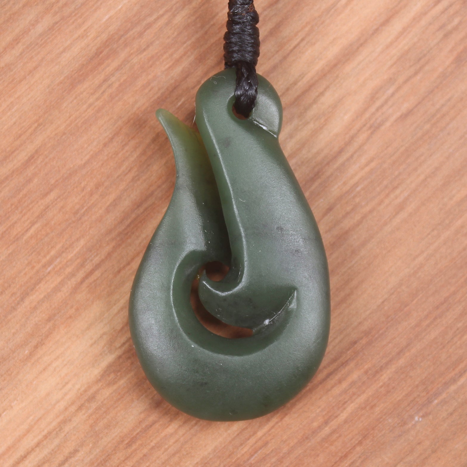 Hei Matau or Fish Hook carved from Hapopo Pounamu - NZ Greenstone