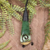 Roimata or Teardrop with Koru carved from Flower Jade Pounamu - NZ Greenstone