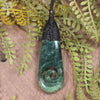 Roimata or Teardrop with Koru carved from Kawakawa Pounamu - NZ Greenstone