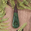 Roimata or Teardop with Koru carved from Kawakawa Pounamu - NZ Greenstone
