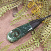 Roimata or Teardrop with Koru carved from Kawakawa Pounamu - NZ Greenstone