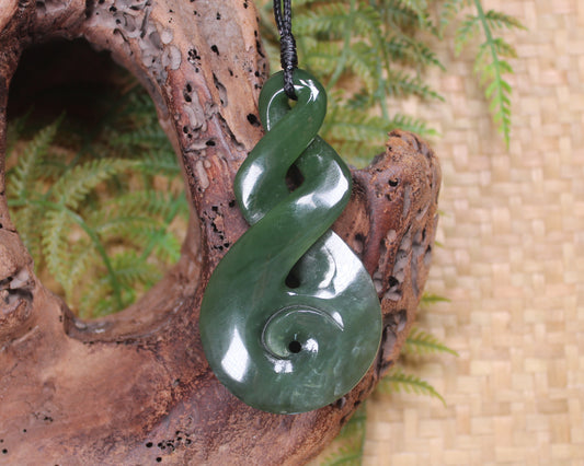 Koru Twist carved from Inanga Pounamu - NZ Greenstone