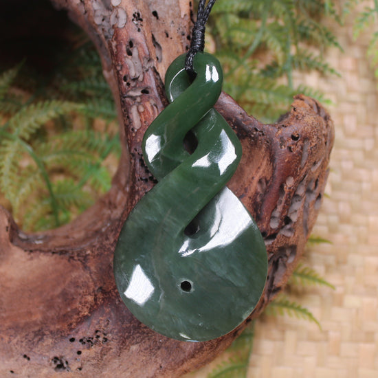 Koru Twist carved from Inanga Pounamu - NZ Greenstone