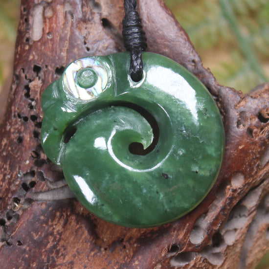 Koropepe carved from Hapopo Pounamu - NZ Greenstone